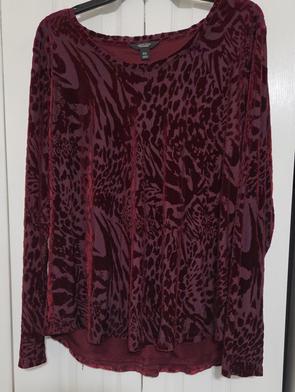 Velvet Animal Print Burnout Blouse